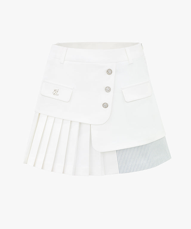 FAIRLIAR Striped Pocket Skirt (White)