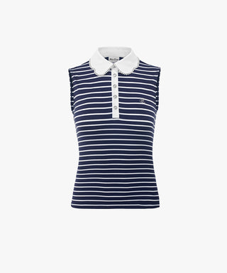 Striped Sleeveless T Shirt (Blue)