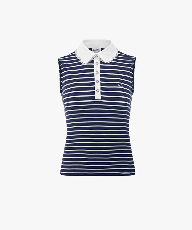 FAIRLIAR Striped Sleeveless T-shirt (Navy)