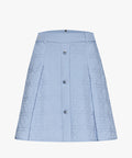 FAIRLIAR Quilted Padded Flare Skirt (Ceramic Blue)