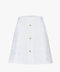 FAIRLIAR Quilted Padded Flared Skirt (White)