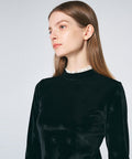 FAIRLIAR Velour Lace Turtleneck T-shirt